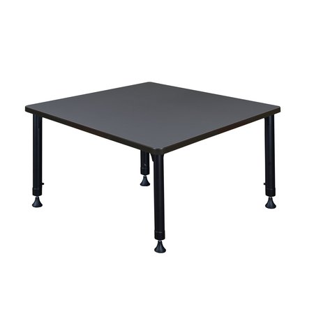 Kee Square Tables > Height Adjustable > Square Classroom Tables, 36 X 36 X 23-34, Wood|Metal Top, Gray TB3636GYAPBK